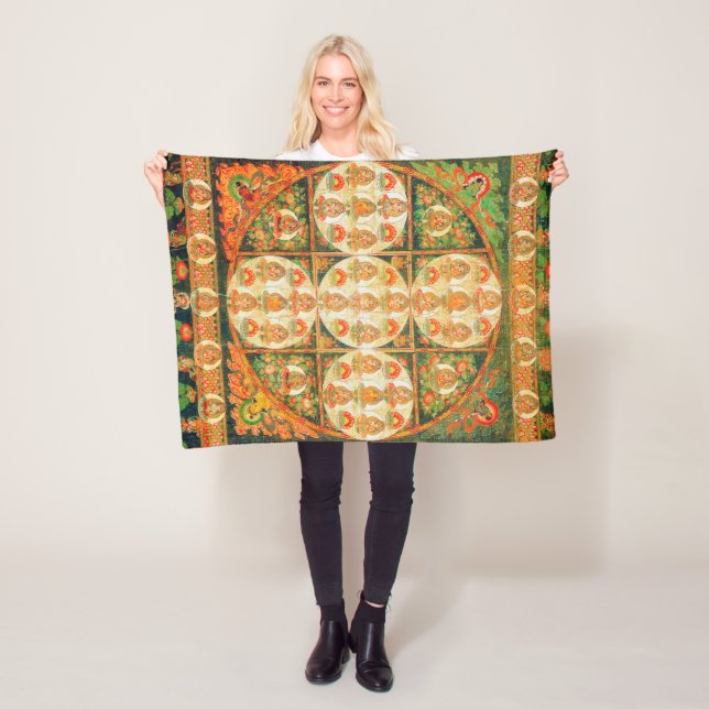 Mandala Cosmic Diagram for Meditation Fleece Blanket (In Situ)