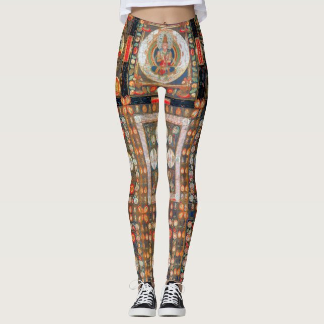 Mandala Cosmic Diagram for Meditation Leggings (Front)