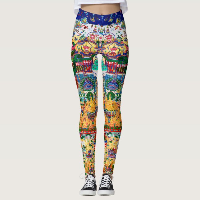 Mandala Cosmic Diagram for Meditation Leggings (Front)