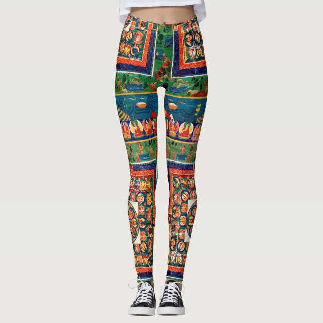 Mandala Cosmic Diagram for Meditation Leggings (Front)