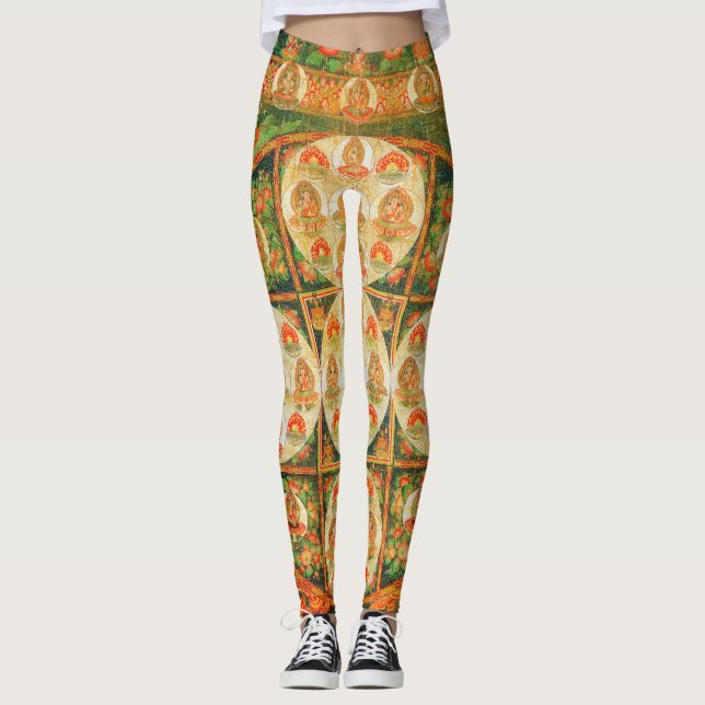 Mandala Cosmic Diagram for Meditation Leggings (Front)