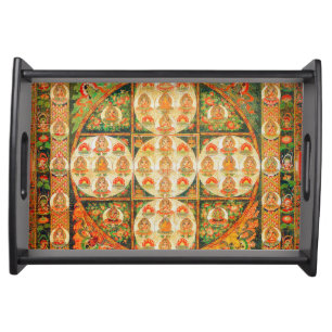 Mandala Cosmic Diagram for Meditation Serving Tray
