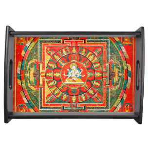 Mandala Cosmic Diagram for Meditation Serving Tray