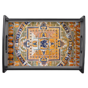Mandala Cosmic Diagram for Meditation Serving Tray