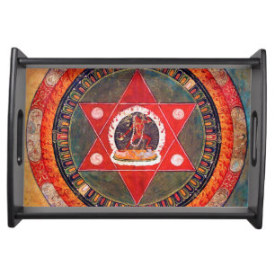 Mandala Cosmic Diagram for Meditation Serving Tray