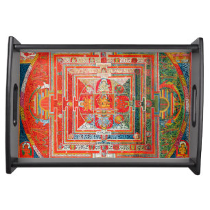 Mandala Cosmic Diagram for Meditation Serving Tray