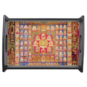 Mandala Cosmic Diagram for Meditation Serving Tray