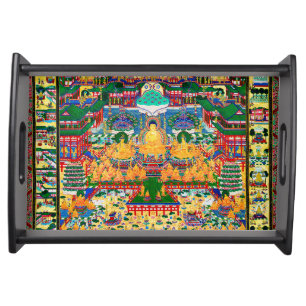 Mandala Cosmic Diagram for Meditation Serving Tray