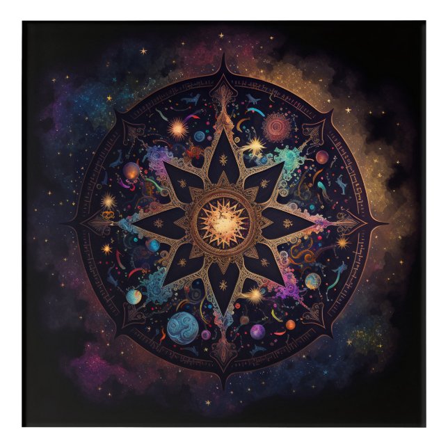 Mandala Cosmic Visionary Art Acrylic Print (Front)