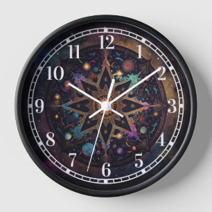 Mandala Cosmic Visionary Art  Clock
