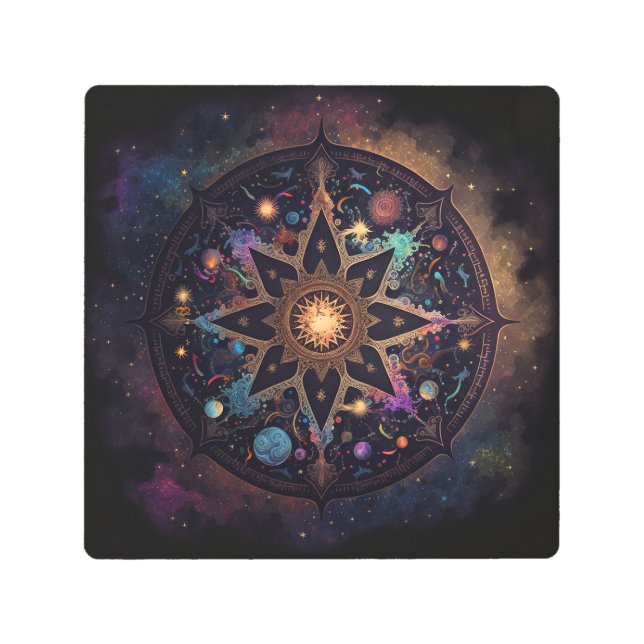 Mandala Cosmic Visionary Art Metal Print (Front)
