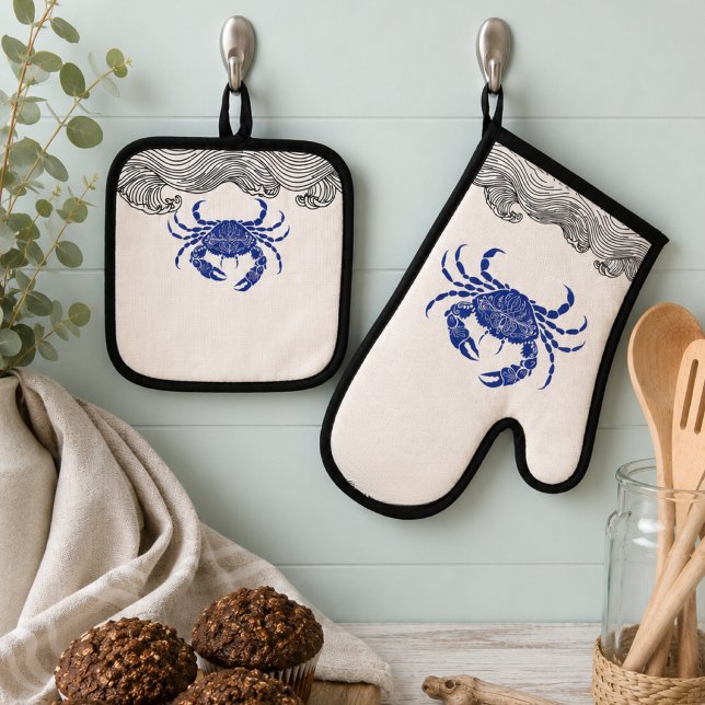 Mandala Crab Oven Mitt & Pot Holder Set (Creator Uploaded)