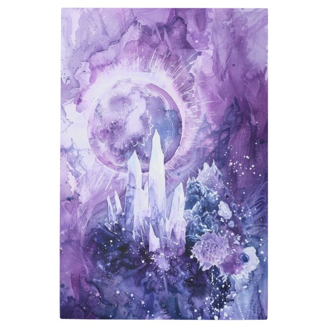 *~* Mandala Crystals Magenta Lavender Gold SC3 Metal Print (Front)