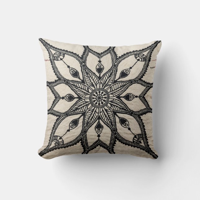 Mandala Cushion: Boho-Chic Elegance for Your Space Throw Pillow (Front)