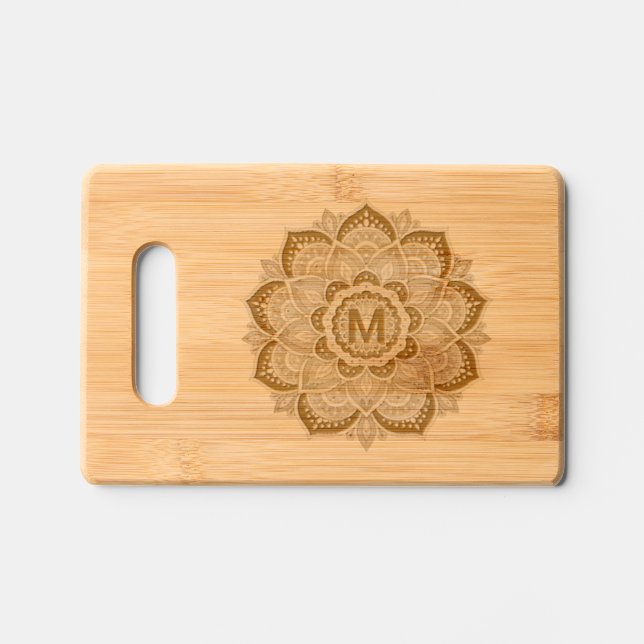 Mandala Custom Initial Engraved Cutting Board (Front)