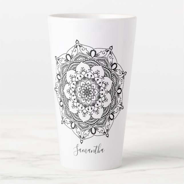 Mandala Custom Name Latte Mug (Front)