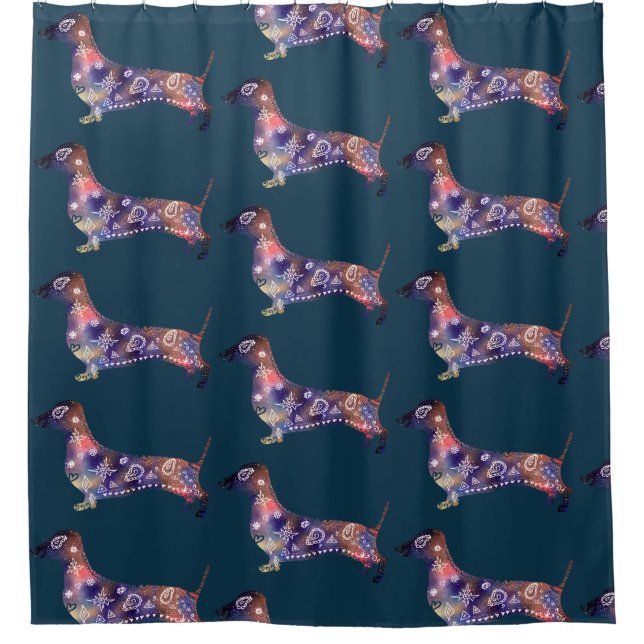 Mandala dachshund art  Shower Curtain (Front)