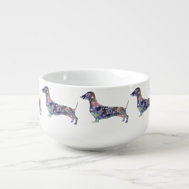 Mandala Dachshund  Art Soup Mug (Front)