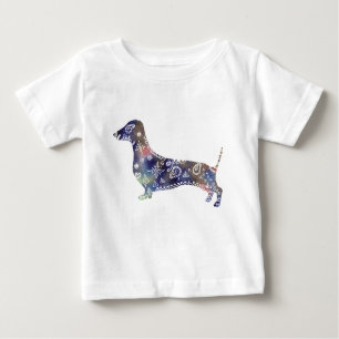 Mandala Dachshund Fine Jersey T-Shirt, White Baby T-Shirt
