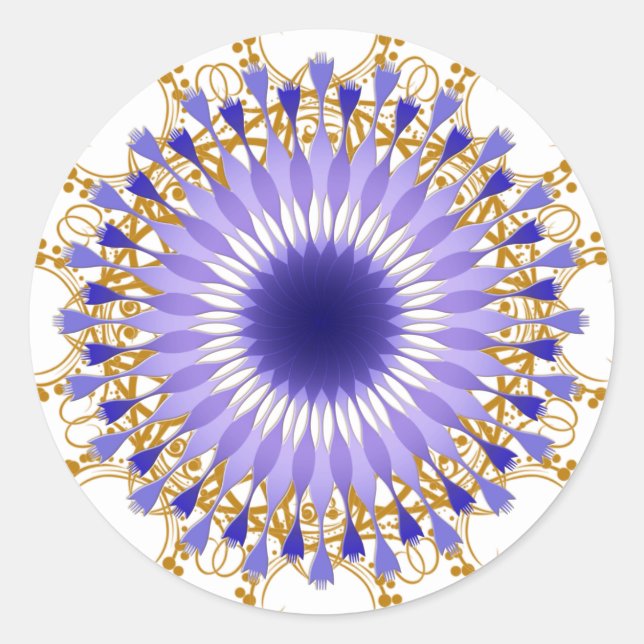Mandala Damask Lotus Flower Art Classic Round Sticker (Front)