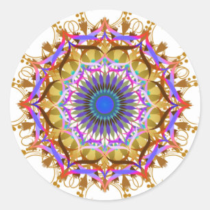 Mandala Damask Lotus Flower Art Elegant Classic Round Sticker