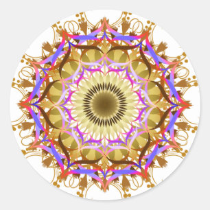 Mandala Damask Lotus Flower Art Elegant Classic Round Sticker