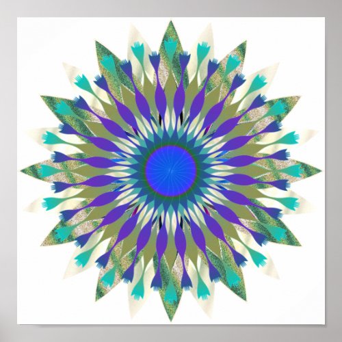 Mandala Damask Lotus Flower Art Elegant Poster