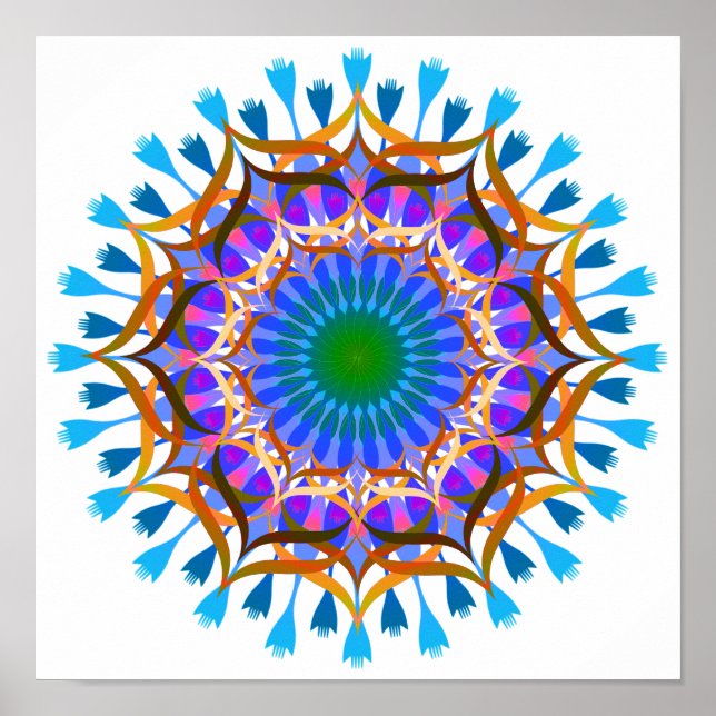 Mandala Damask Lotus Flower Art Elegant Poster (Front)