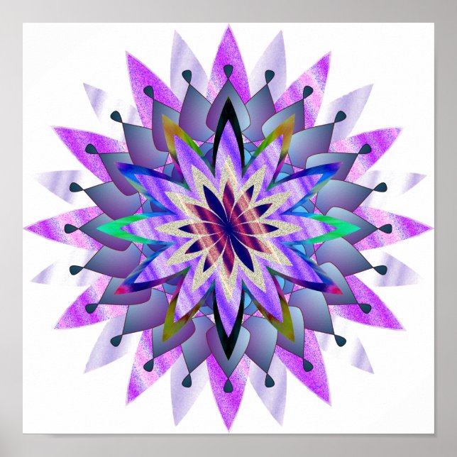 Mandala Damask Lotus Flower Art Elegant Poster (Front)