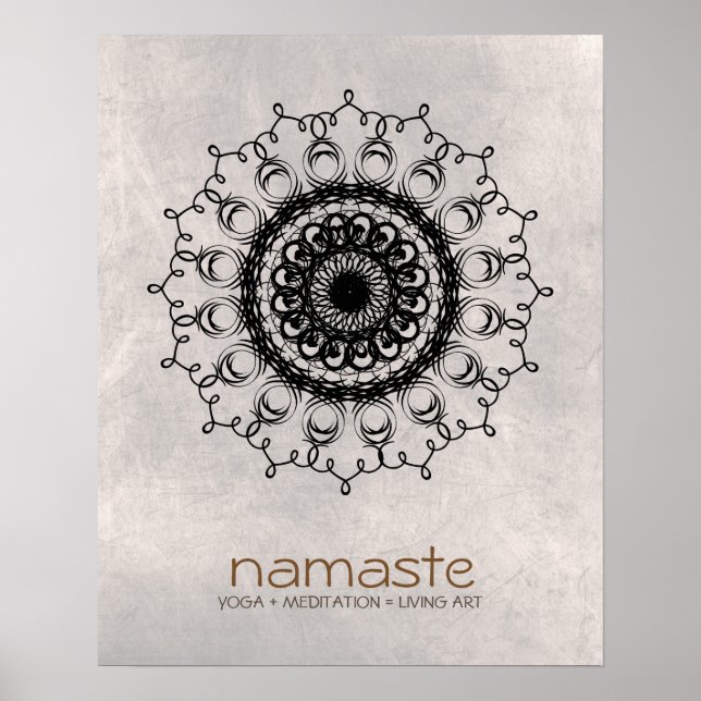 Mandala Damask  Namaste Yoga Meditation Poster (Front)