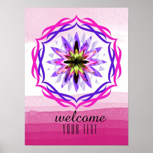 Mandala Damask Welcome Lotus Flower Art Elegant Poster