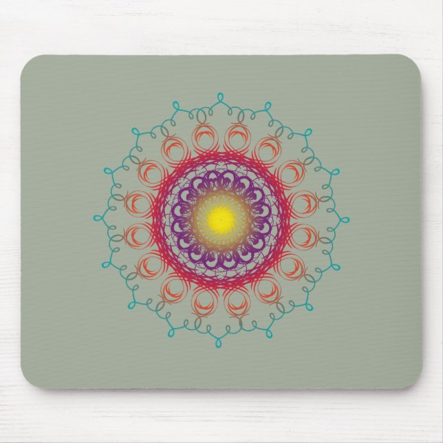 Mandala Damask Yoga Meditation Holistic Mouse Pad (Front)