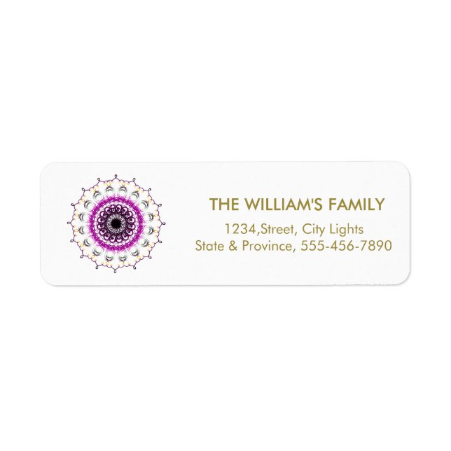 Mandala Damask Yoga Meditation  Return Labels (Front)