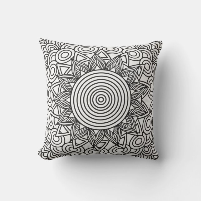 Mandala Decorative Ethnic Design Throw Pillow (Front)