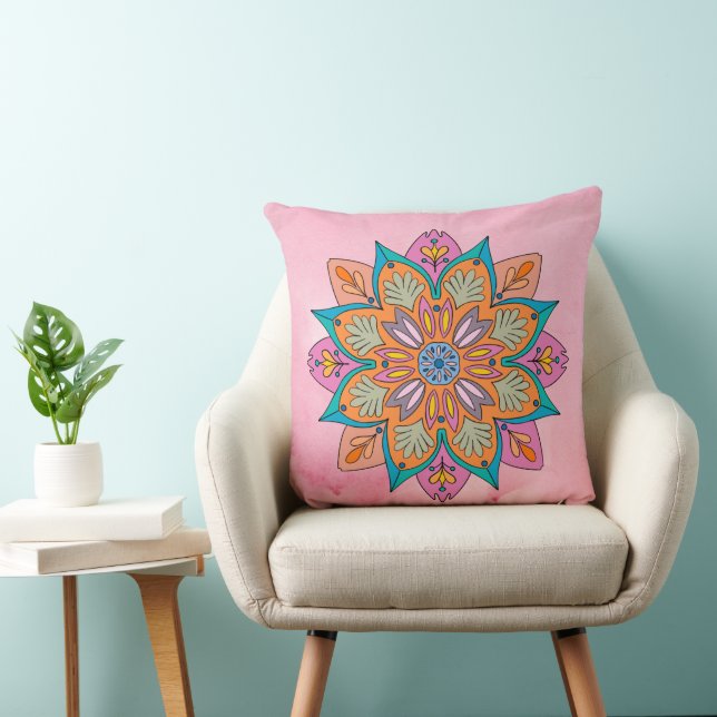 Mandala Decorativo de la India  Throw Pillow (Chair)