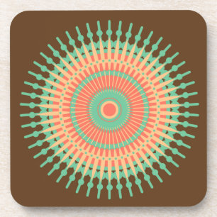 Mandala design green, orange Indian Drink Coaster