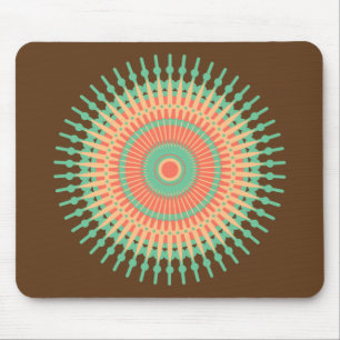Mandala design green, orange Indian Mouse Pad
