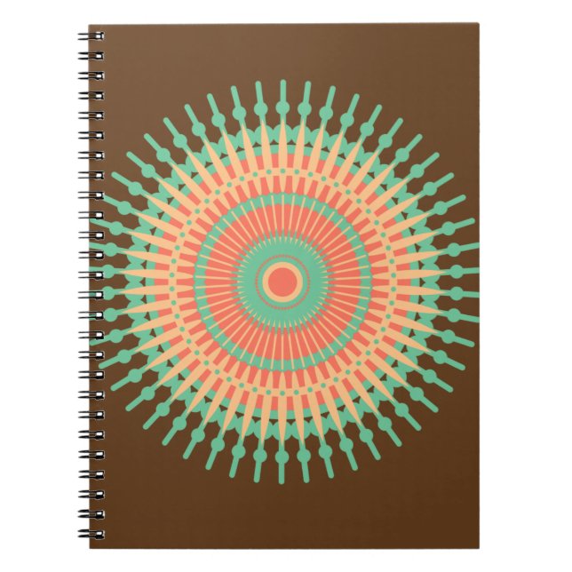 Mandala design green, orange Indian Notebook (Front)