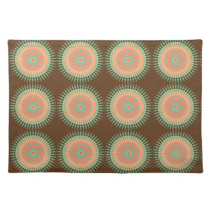 Mandala design green, orange Indian Placemat