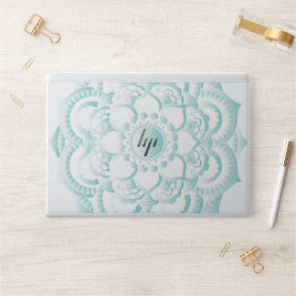 Mandala design in faded teal HP laptop skin