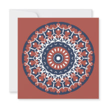 Mandala Design in red and blue colors invitation