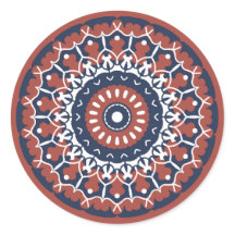 Mandala Design in red and blue colors sticker