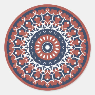 Mandala Design in red and blue colors sticker