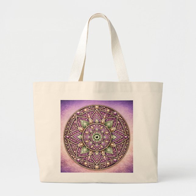 Mandala Design Large Tote Bag (Front)