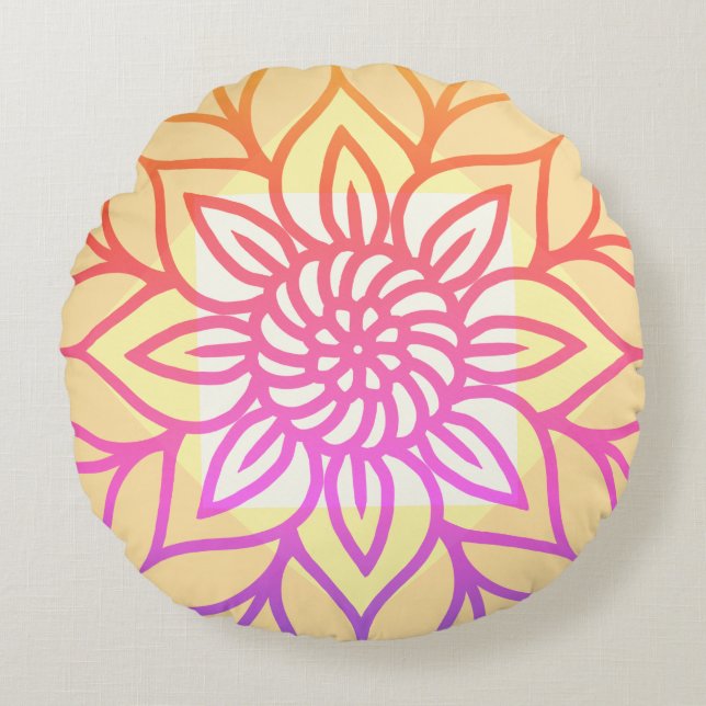 Mandala Design Light color Round Pillow (Front)