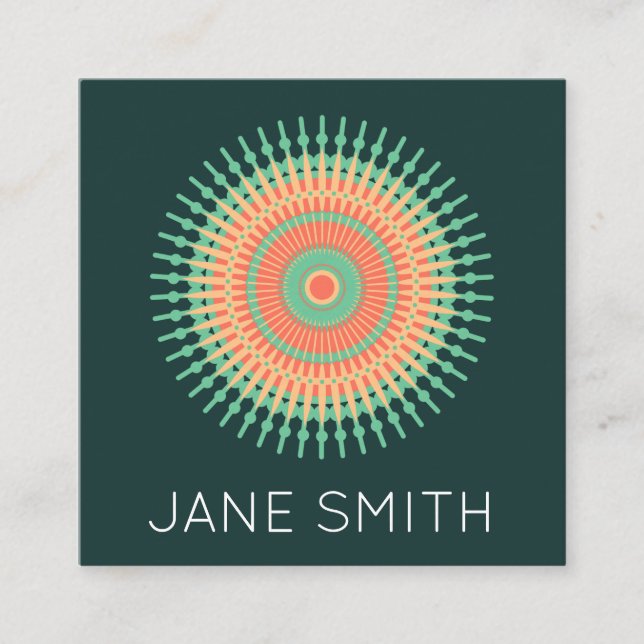 Mandala design modern stylish creative industry square business card (Front)