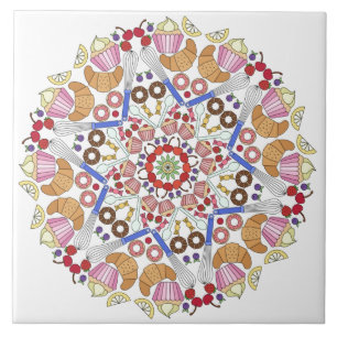 Mandala Design, Whimsical Kitchen Ceramic Tile
