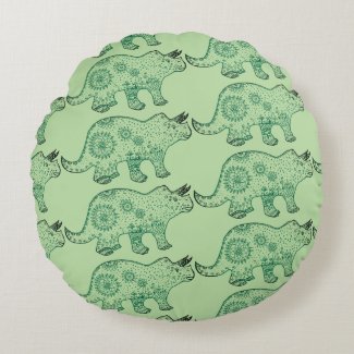 Mandala Dinosaur Art  Round cushion