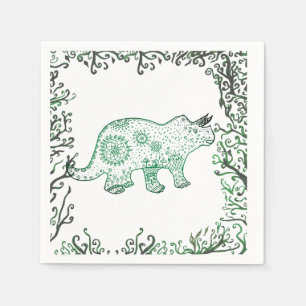 Mandala Dinosaur  Paper Napkins