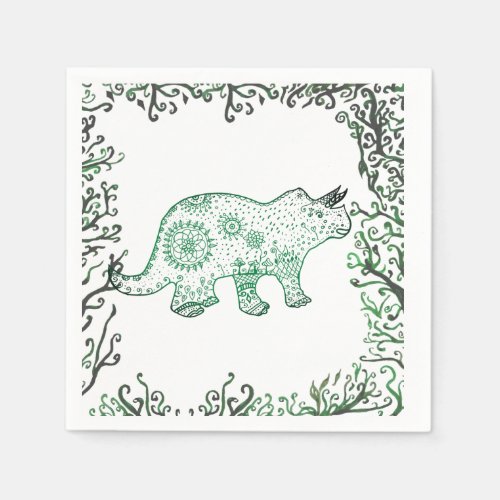 Mandala Dinosaur  Paper Napkins